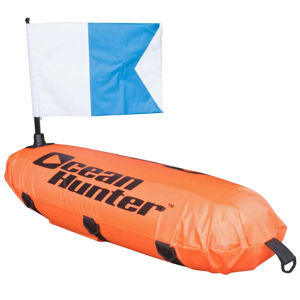 Ocean Hunter Inflatable Torpedo Float w Line & Alpha Flag (Ylw)