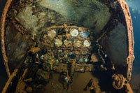 Helldiver plane cockpit on the Saratoga