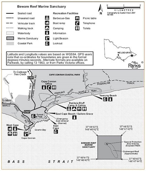 Beware Reef Marine Sanctuary Location Map