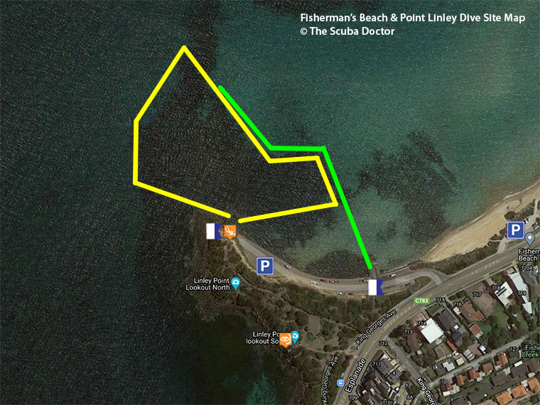 Fisherman's Beach Dive Site Map