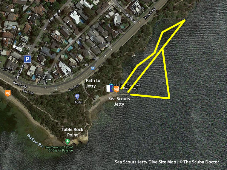 Sea Scouts Jetty Dive Site Map
