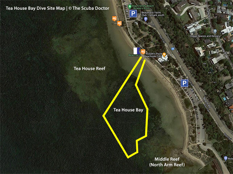 Tea House Bay Dive Site Map