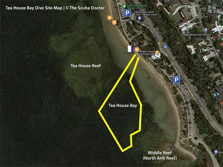 Tea House Bay Dive Site Map