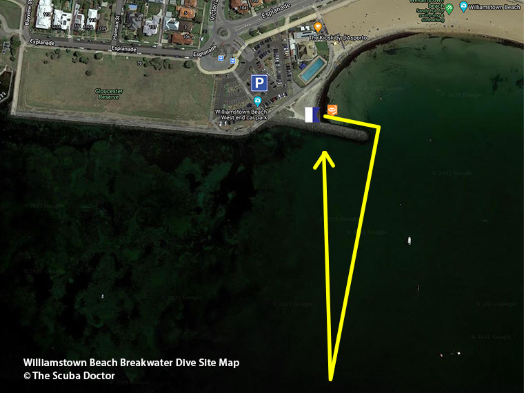 Williamstown Beach Breakwater Dive Site Map