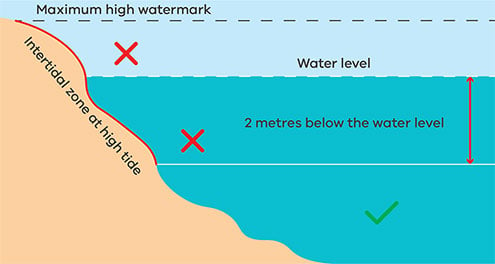 Intertidal zone at high tide