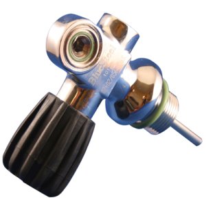 San-o-Sub DIN/K Sidemount Cylinder Valve - LEFT (232 bar) BK O2