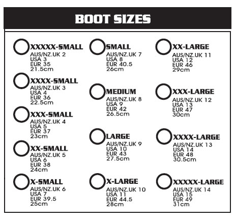 Apollo Wetsuit Size Chart