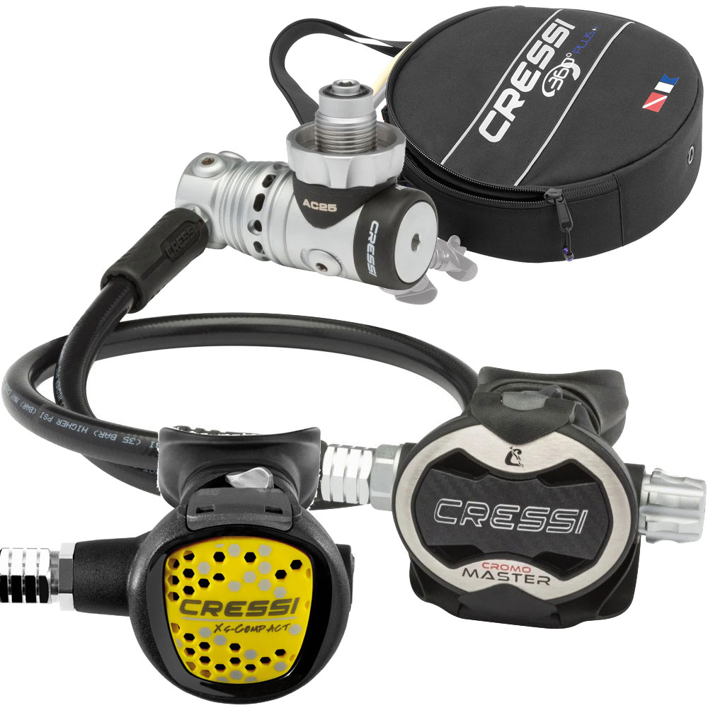 Cressi AC25M Master Cromo Regulator Set with Octopus