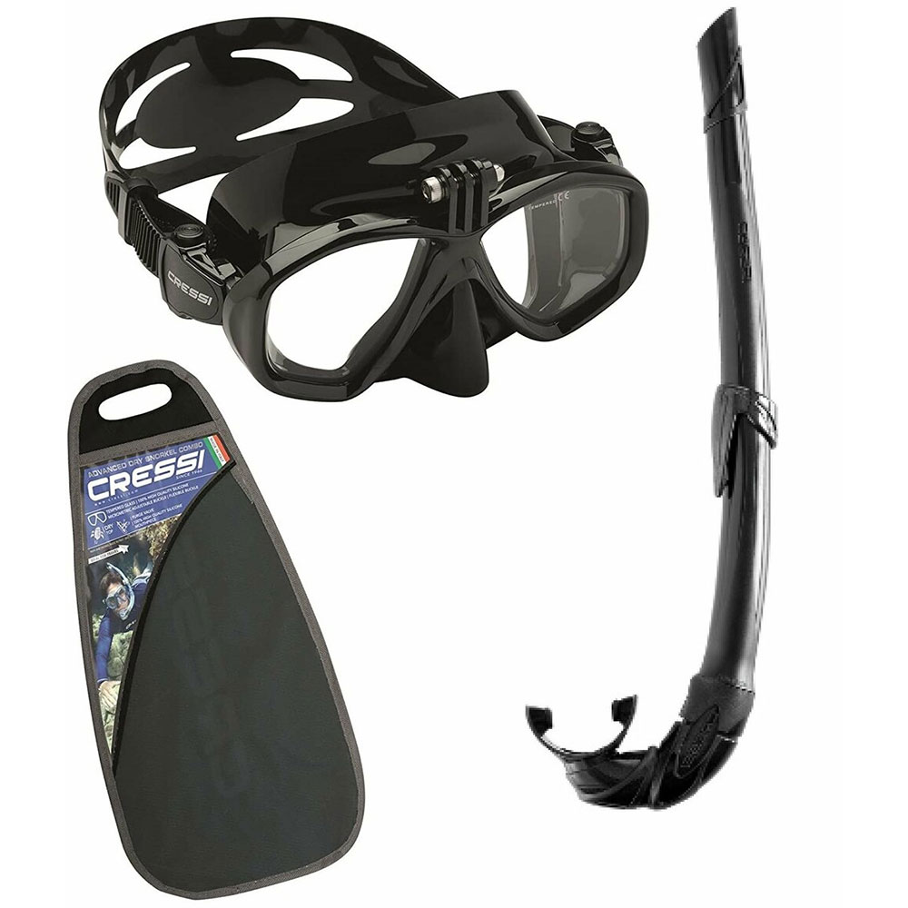 Cressi Action Mask with GoPro Mount and Free Snorkel Combo