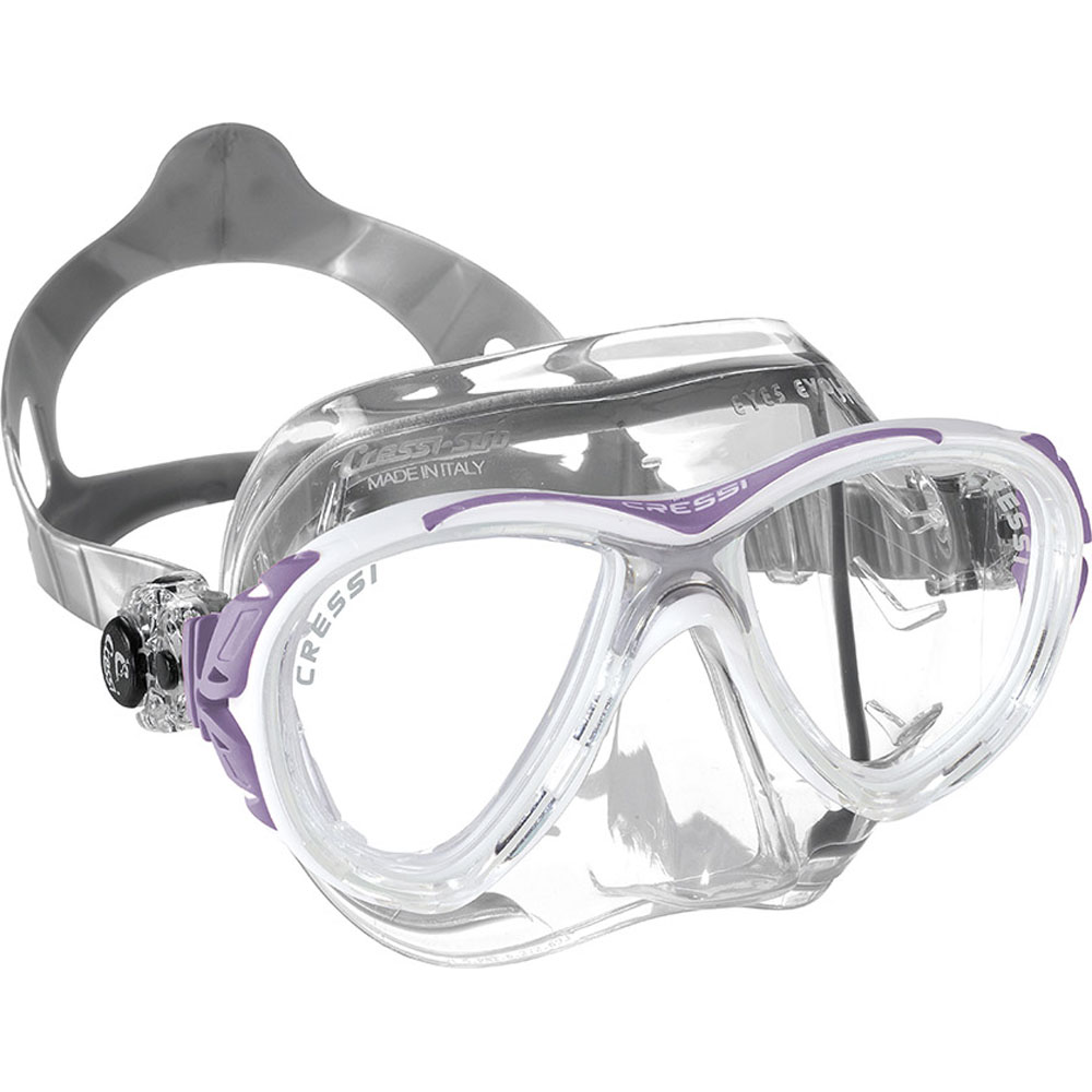 Cressi Eyes Evolution Crystal Mask - Clear silicone -Lilac frame - Click Image to Close