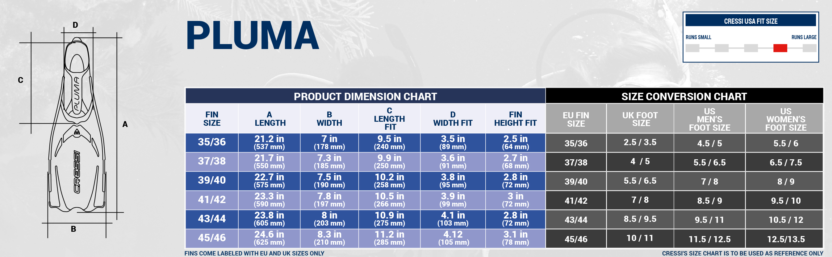 Cressi Size Chart