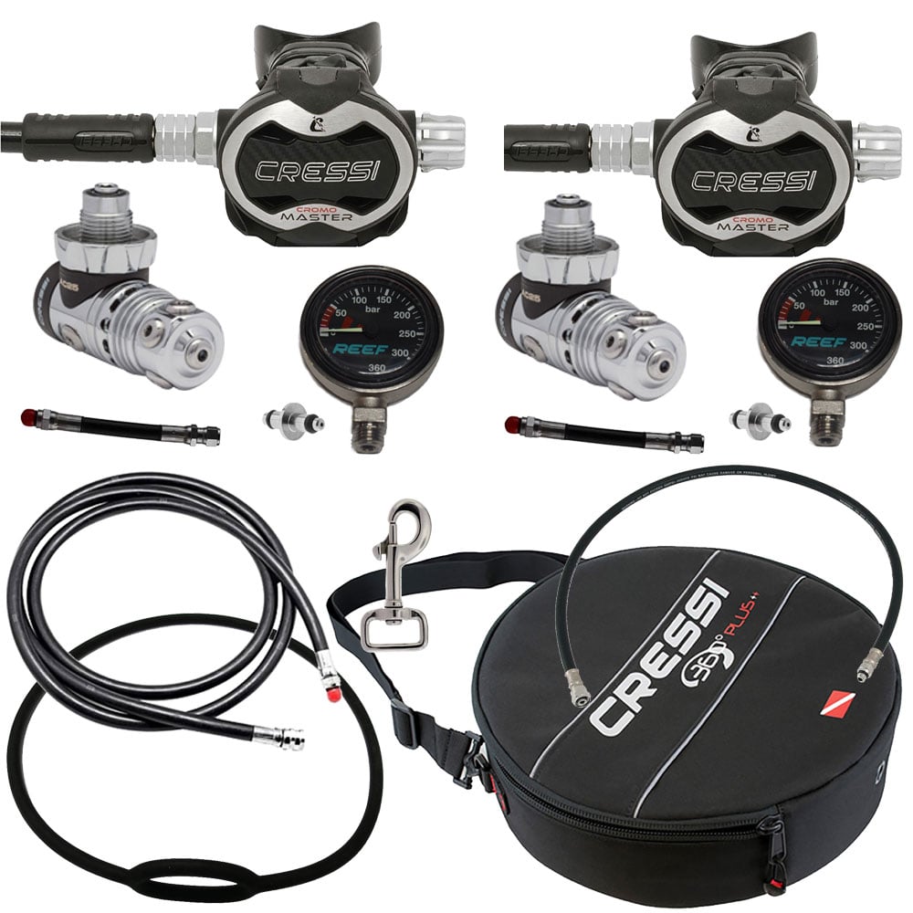 Cressi Sidemount AC25 DIN Regulator Set with Bag - Click Image to Close