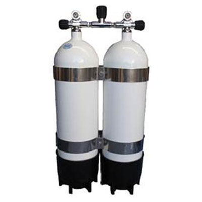 Faber Twin Steel Cylinders with Manifold - 232 bar - 12.2 litre - Click Image to Close