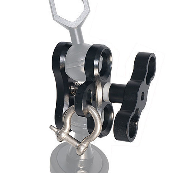 Hyperion 2 Hole Aluminium Ball and Joint Clamp with D-Shackle - Click Image to Close