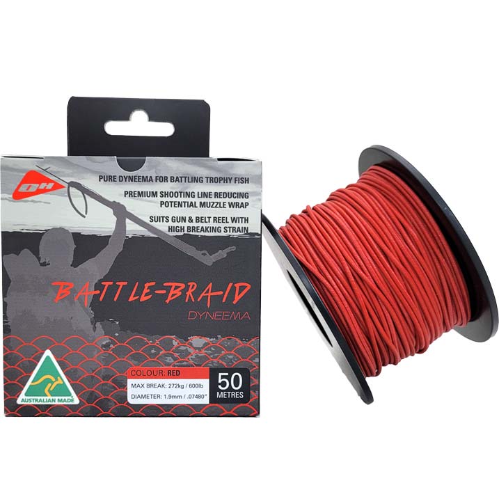 Ocean Hunter 1.9mm Battle-Braid Dyneema 50m Spool | Red