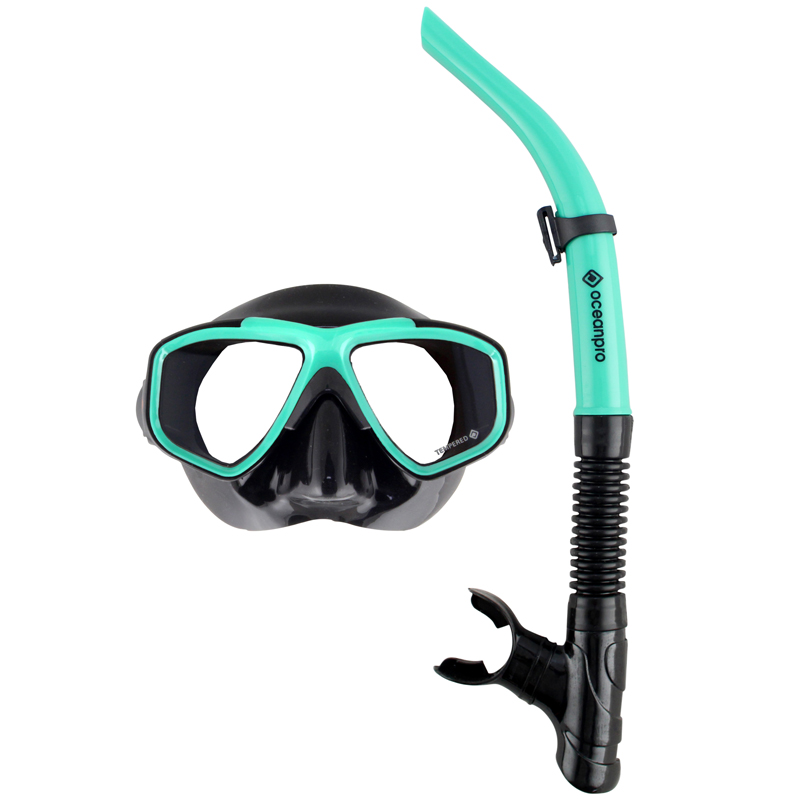 Ocean Pro ECLIPSE Mask Snorkel Set (Black/Teal) - Click Image to Close