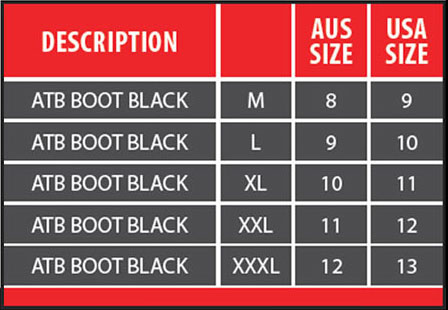 Dive Boot Size Chart