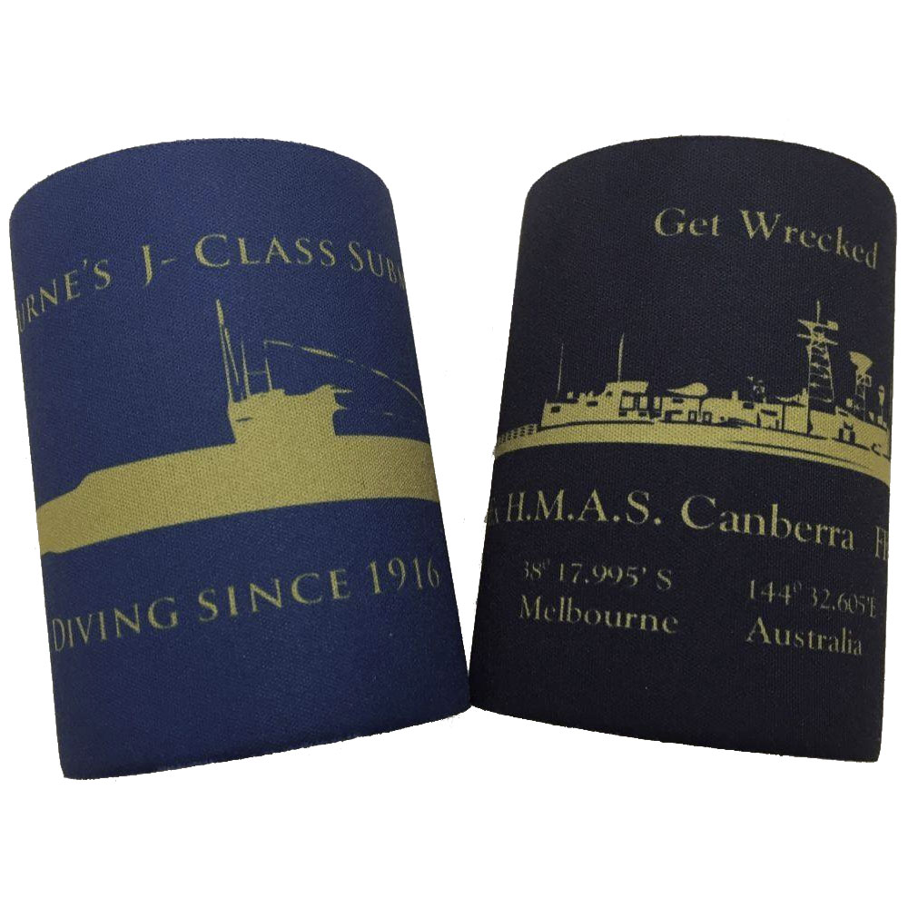 Scuba Ninja Stubby Holders - HMAS Canberra and J Class Submarine - Click Image to Close