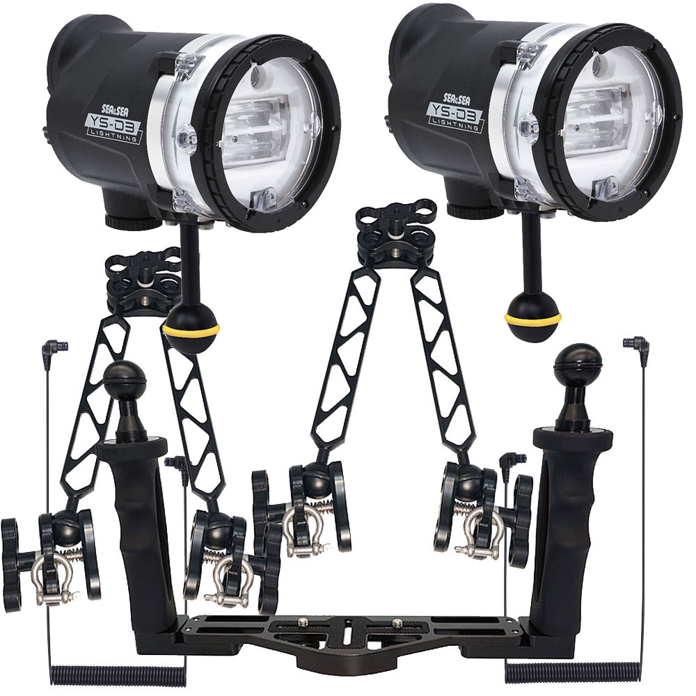 Scuba Doctor Dual YS-D3 Strobe Light, Tray and Ball Arm Package - Click Image to Close