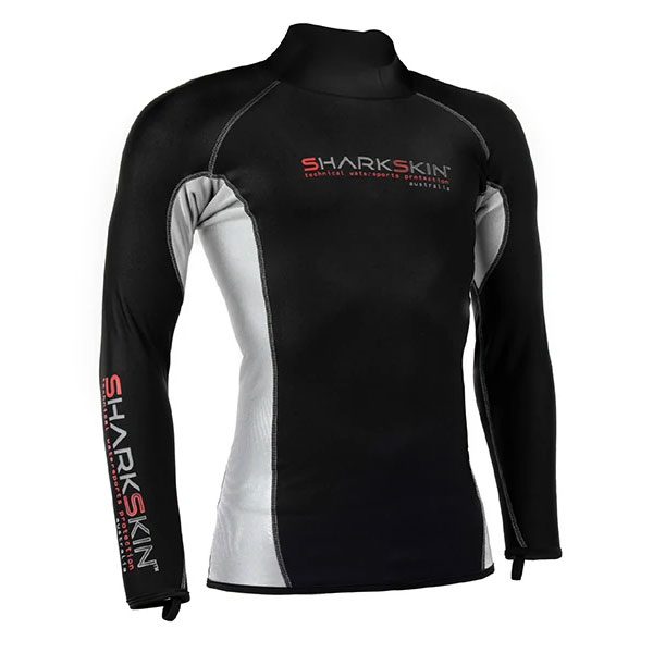 Sharkskin Chillproof Long Sleeve Top - Mens - Black / Silver - 5XL - Click Image to Close